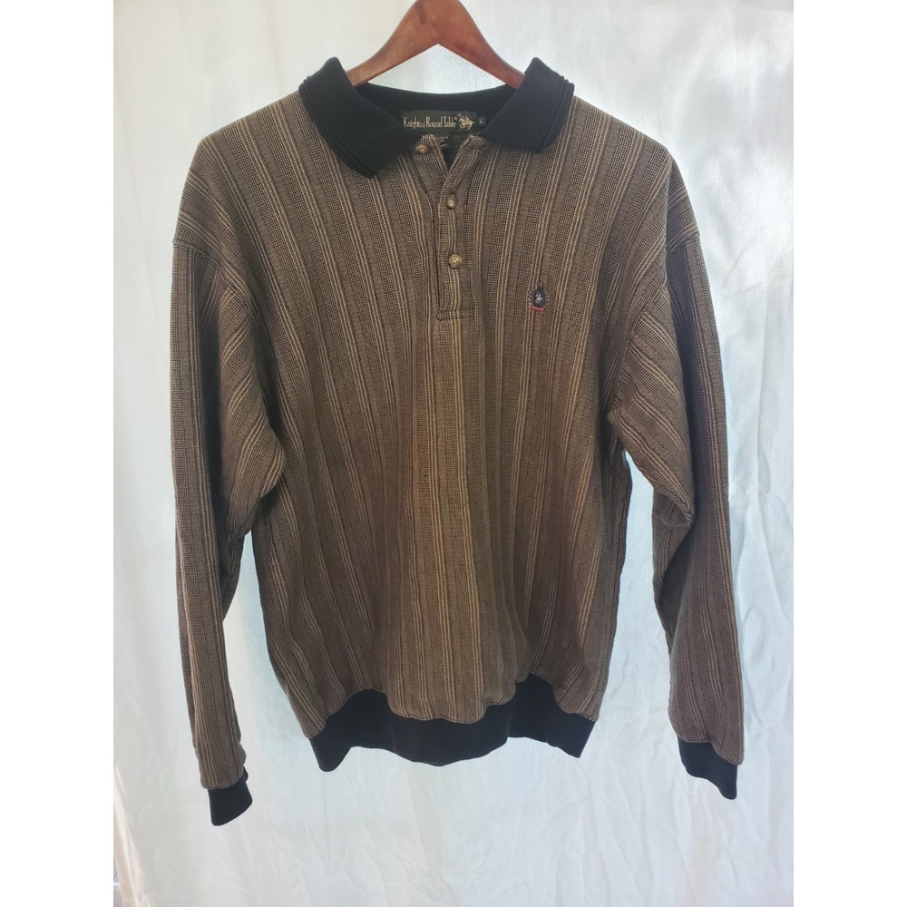Knights of Round Table VTG 90's V-Neck Sweater Men's Large Striped Pullover